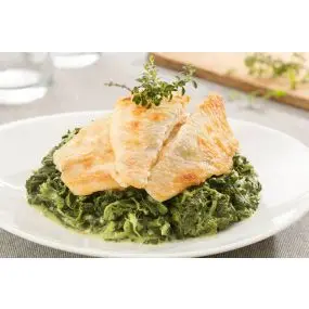 Filety z limandy na szpinaku z czosnkową nutą, 5 porcji (750 g)