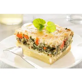 Zapiekanka ze szpinaku, ziemniaków, porów, kaszy gryczanej, 5 porcji (1,5 kg)